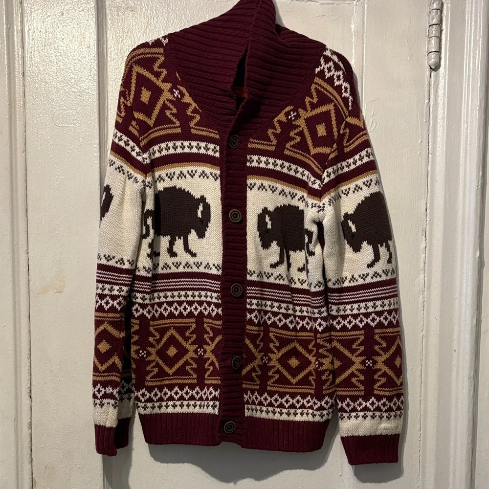 Gymboree Burgundy and White Patterned Kids Sweater